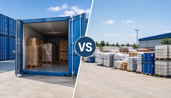 تفاوت انبار کانتینری و انبار روباز چیست؟